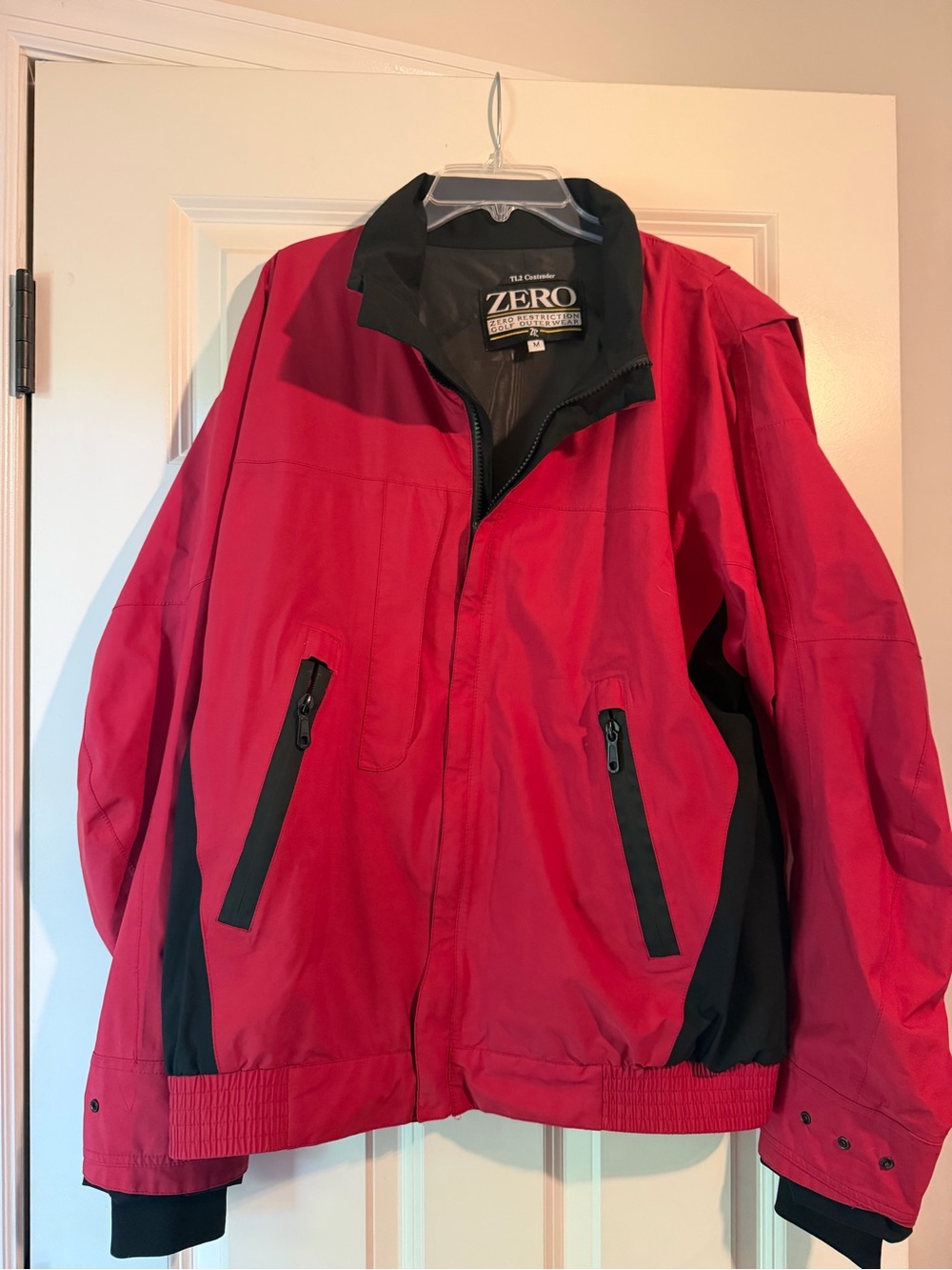 Zero Restruction Red and Black Men's Zip-Front Gortex Rain Golf Jacket